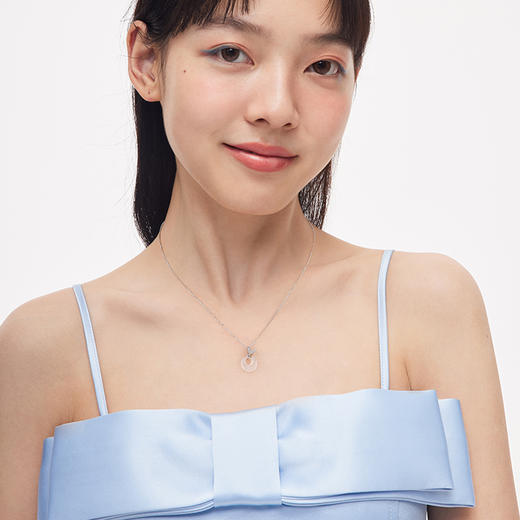 KADER卡蒂罗 闪钻玉石蝶项链 S925银吊坠 气质百搭锁骨链 女款项链 银白色 送女生送礼物 商品图4