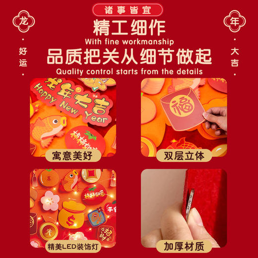 【精美LED装饰❗️新年发财树挂件】新年创意装饰挂件 新年发财树挂件家用背景装饰蛇年毛毡墙贴过年挂饰diy摇钱树 商品图3
