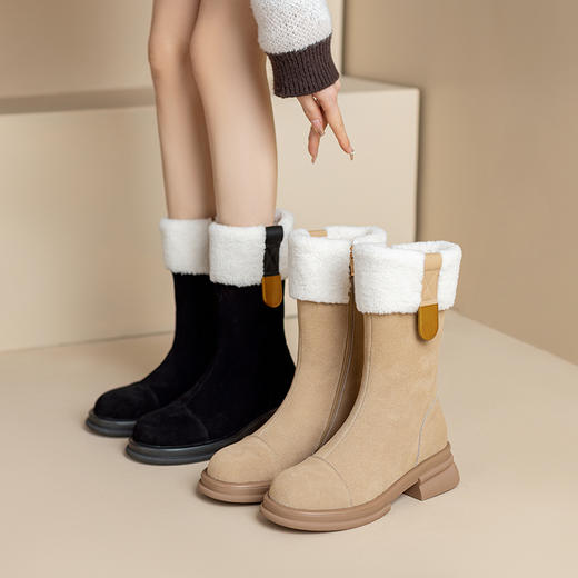 舒适保暖，厚底加绒毛毛鞋马丁靴XWJ-X180-16 商品图5