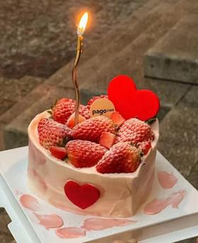 【优品系列】---【心形小草莓】情人节，七夕，520、女神节、三八妇女节蛋糕
