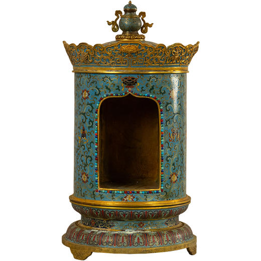 清 铜胎掐丝珐琅八吉祥毗卢顶圆形佛龛 商品图5