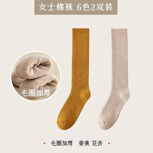 洁丽雅2双装长筒袜子女毛圈加厚保暖长筒小腿女袜高弹亲肤袜子女 商品图8