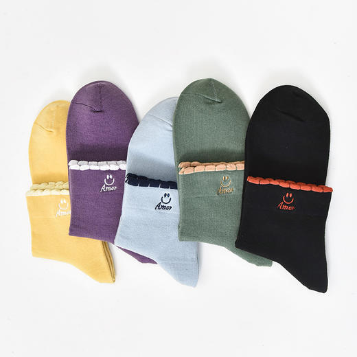 洁丽雅5双装短袜女袜精梳棉牙边刺绣短筒女袜亲肤舒适简约袜子女 商品图4