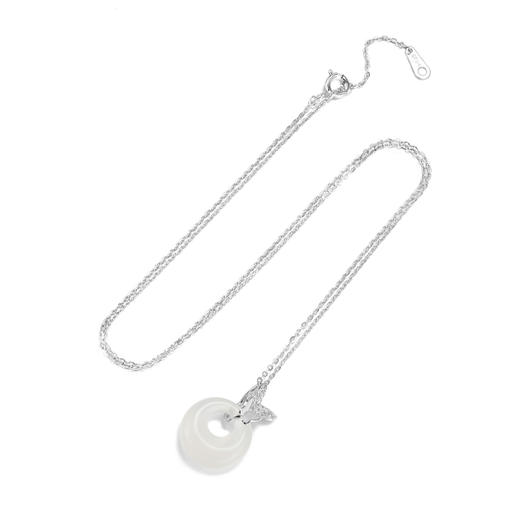 KADER卡蒂罗 闪钻玉石蝶项链 S925银吊坠 气质百搭锁骨链 女款项链 银白色 送女生送礼物 商品图2