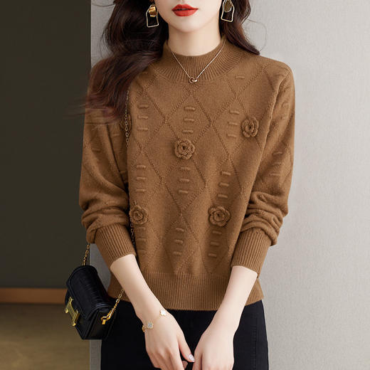 短款毛衣女小个子加厚内搭半高领打底衫时尚洋气上衣CC-27-2393 商品图1