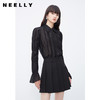 NEELLY纳俪商场同款冬季新款衬衫女洋气百搭黑色藕节袖莱赛尔内搭N23121B01212 商品缩略图0