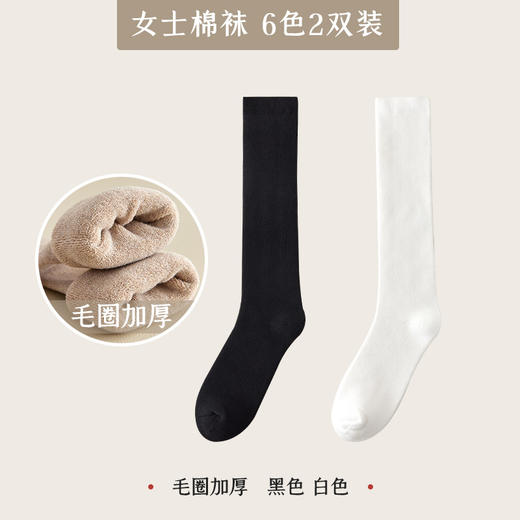 洁丽雅2双装长筒袜子女毛圈加厚保暖长筒小腿女袜高弹亲肤袜子女 商品图9