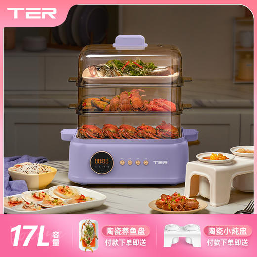 TER电蒸锅分区控制多功能家用大容量蒸炖锅蒸炖一体全自动蒸汽锅 商品图6