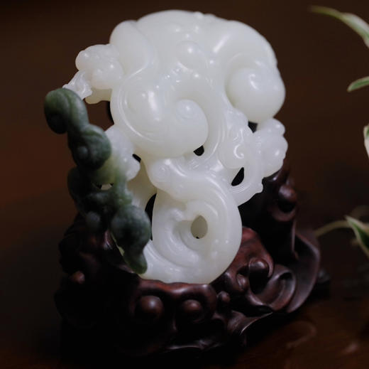 和田玉（白玉）摆件--灵芝如意226.52g 商品图1