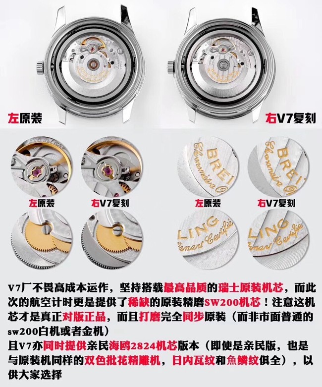 V7厂百年灵航空计时1系列41mm复刻手表真假对比评测