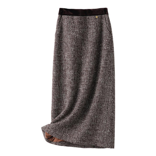 长款小香风时尚毛呢直筒裙，秋冬款高腰修身洋气通勤半身裙MYX-28135 商品图4