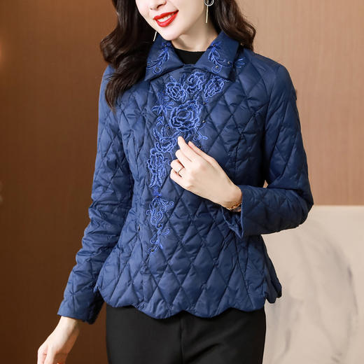 绣花羽绒棉服外套，轻薄棉袄中年妈妈保暖上衣KQL-B43N8260 商品图3