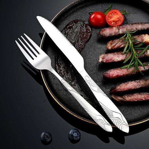 加厚不锈钢餐具勺子叉子轻奢复古浮雕西餐刀叉勺牛排刀叉汤勺 商品图1