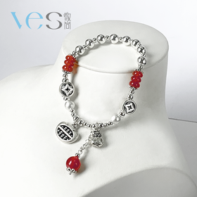 福袋算盘红玛瑙银925手链