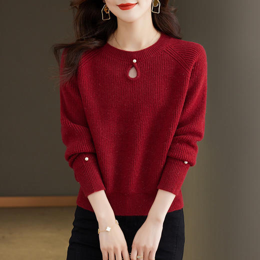 设计感短款毛衣小个子内搭高腰上衣红色针织打底衫CC-27-2395 商品图0