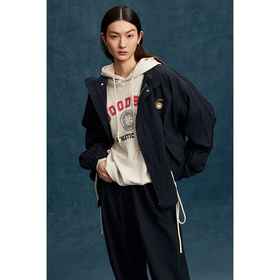GOODBAI白鸽学院logo印花oversize连帽卫衣
