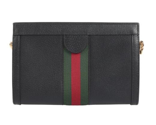 【新品到仓特惠秒】Gucci 古驰 女士经典三色条双G LOGO 荔枝纹牛皮淡金链肩背包斜背包 11741 商品图4
