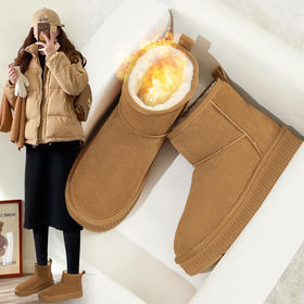 ZHR雪地靴女2023冬季新款加绒加厚短筒面包棉鞋保暖防滑学生短靴