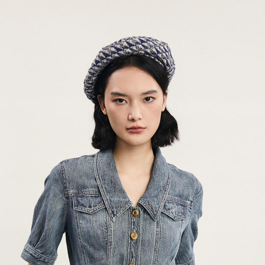 谜底贝雷帽女2024春新款复古文艺气质格纹出街帽子女士241MQ0406 商品图1