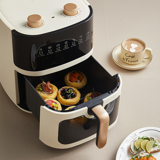 【小程序】小熊(Bear)空气炸锅 不用翻面家用多功能6L大容量低脂双旋钮操控微蒸汽嫩烤可视款电炸锅 QZG-E16H3 商品图4