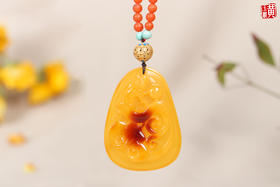 蜜蜡【瑞龙戏珠】吊坠 配南红挂绳
