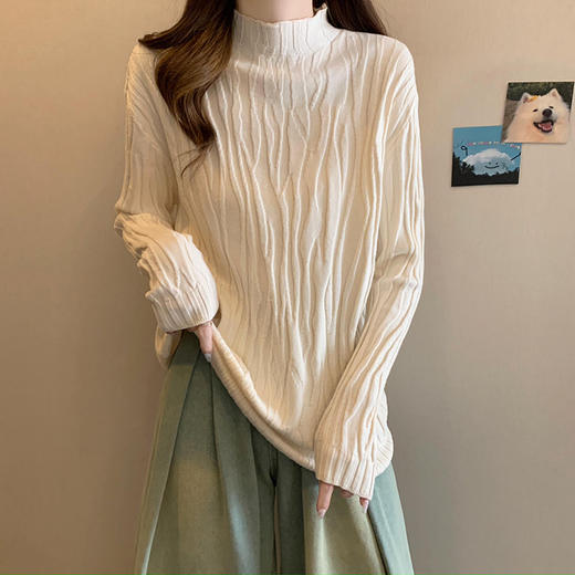 秋季【大码半高领软糯毛衣内搭】洋气针织衫上衣女 胖mm宽松显瘦打底衫    商品图8