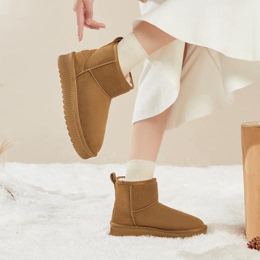 ZHR雪地靴女2023冬季新款加绒加厚短筒面包棉鞋保暖防滑学生短靴 商品图3