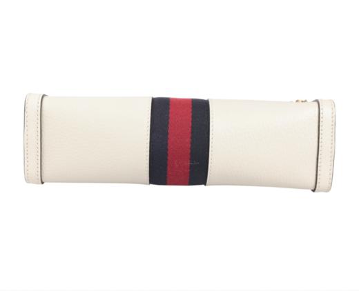 【新品到仓特惠秒】Gucci 古驰 女士经典三色条双G LOGO 荔枝纹牛皮淡金链肩背包斜背包 11741 商品图8