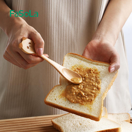 FaSoLa木勺子木质柄吃饭用调羹家用日式木头汤勺小号汤匙蜂蜜勺 商品图3