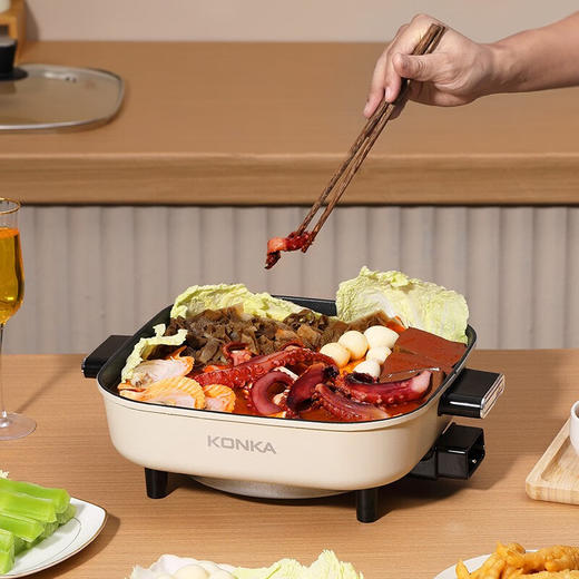 康佳（KONKA） 电火锅家用大容量多功能煎涮不沾电热锅KGJK-1602 星梦白升级版 商品图2