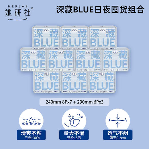 【10包74片】Herlab她研社卫生巾 深藏BLUE 限时日夜组合 A-3199 商品图1