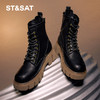 星期六厚底系带学院风潮酷马丁靴短靴SS34116560 商品缩略图1