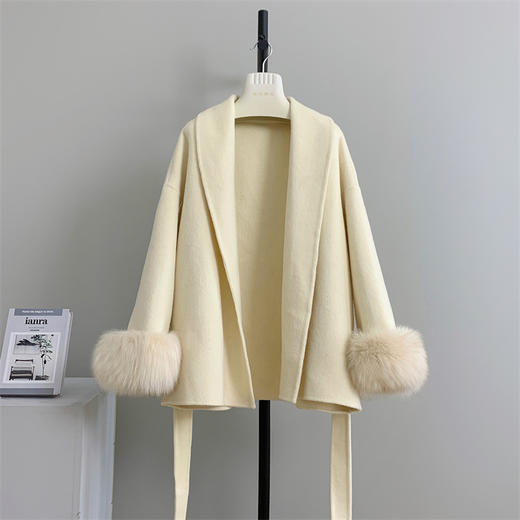 ASE秋冬季新款双面羊毛大衣女狐狸毛皮草高级感浴袍皮草外套女 商品图2