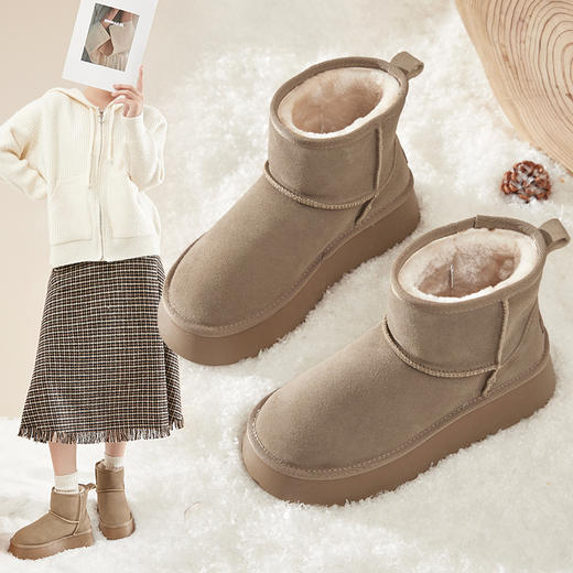 ZHR厚底雪地靴女2023冬季新款加厚加绒防滑休闲短靴户外保暖棉鞋 商品图8
