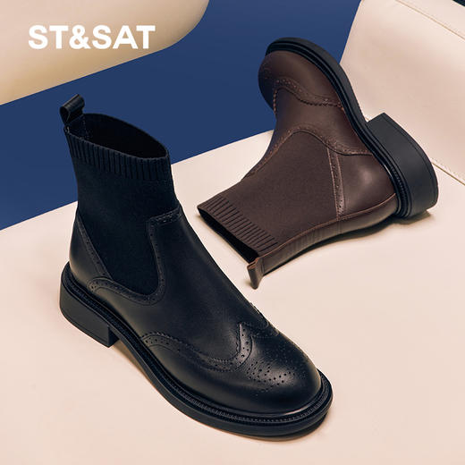 星期六针孔透气弹力靴袜靴瘦瘦短靴SS34116564 商品图2