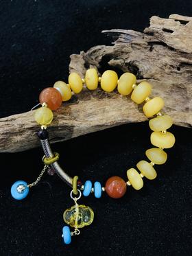 5FJADE吉祥灵玉蜜蜡松石南红手链