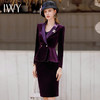 IWY/紫色秋冬丝绒西装套装女气质长袖工作服高级感职业装外套CS1900 商品缩略图2