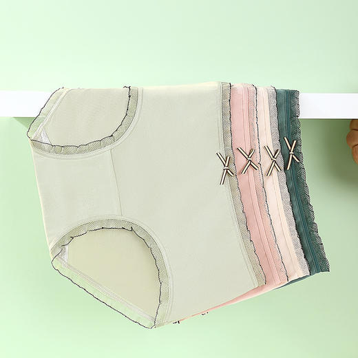 洁丽雅多条中腰纯棉女士内裤纯棉内裆少女蕾丝边内裤女纯棉 商品图2