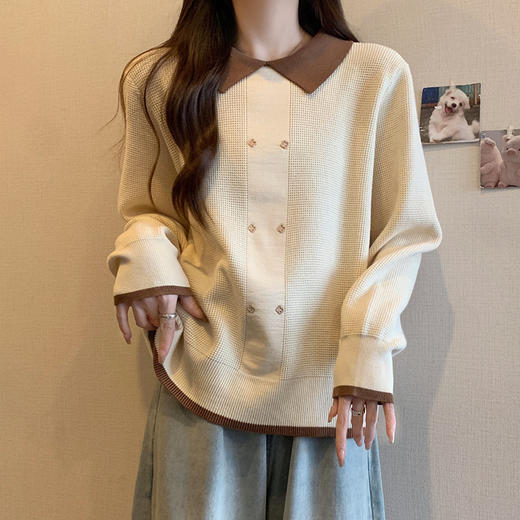 大码女装2023秋装新款洋气宽松针织衫上衣胖mm时尚毛衣打底衫 商品图6