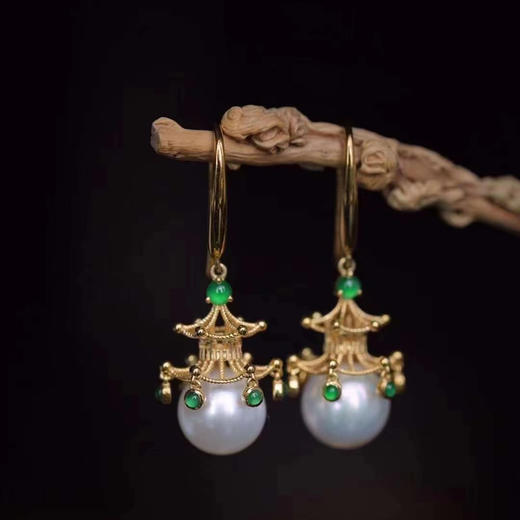 龢盒原创 琼‮玉楼‬宇，繁‮盛华‬景 淡水爱迪生珍珠耳坠耳环 商品图4