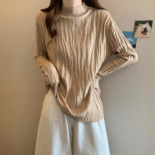 秋季【大码半高领软糯毛衣内搭】洋气针织衫上衣女 胖mm宽松显瘦打底衫    商品图2
