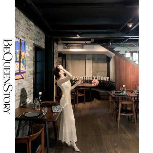 【孤品样衣，不退不换】【金奢美人】轻奢气质显瘦性感收腰吊带鱼尾连衣裙 商品图3