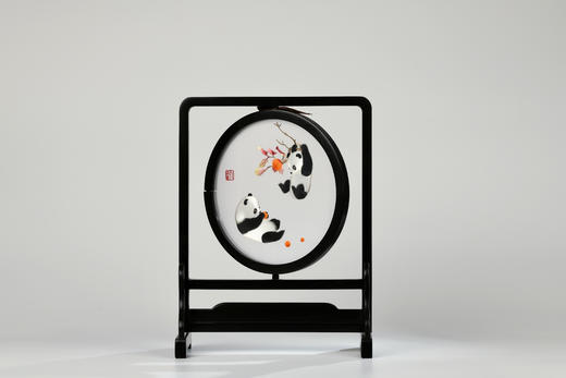 蜀绣双面绣-柿柿如意双熊猫 商品图2