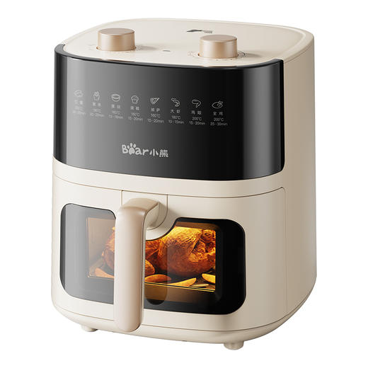 【小程序】小熊(Bear)空气炸锅 不用翻面家用多功能6L大容量低脂双旋钮操控微蒸汽嫩烤可视款电炸锅 QZG-E16H3 商品图9
