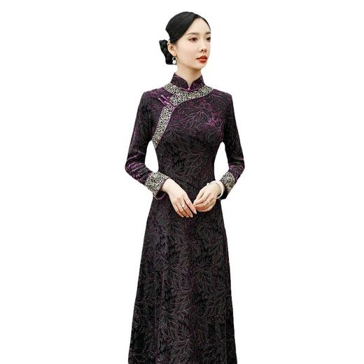 新款显瘦妈妈碎花时尚大码过膝旗袍SYG-690 商品图4