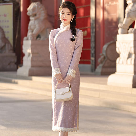 年轻款少女长袖，加厚修身日常新中式旗袍YT-2707 商品图1