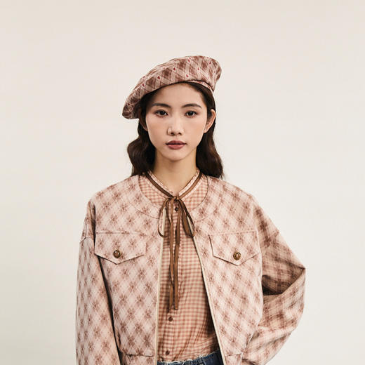 谜底贝雷帽女2024春季新款复古文艺风格纹气质帽子女士241MQ0407 商品图1