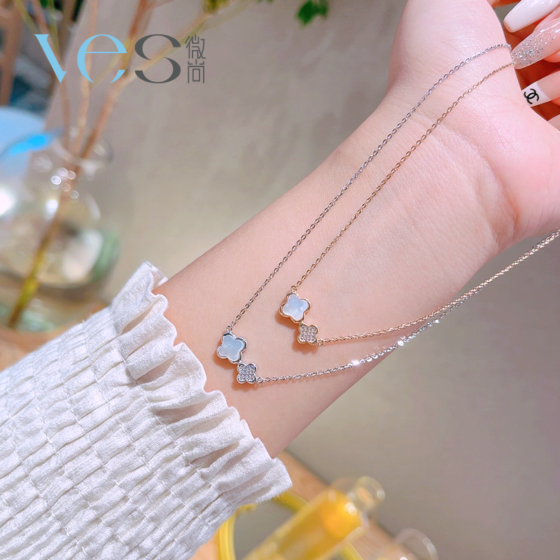 幸运四叶草银925贝壳套链