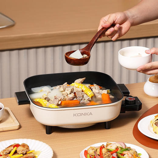 康佳（KONKA） 电火锅家用大容量多功能煎涮不沾电热锅KGJK-1602 星梦白升级版 商品图5