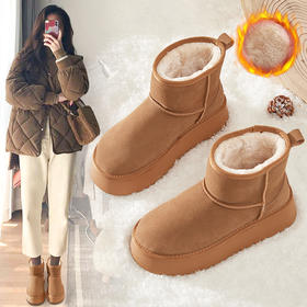 ZHR厚底雪地靴女2023冬季新款加厚加绒防滑休闲短靴户外保暖棉鞋